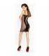 PASSION WOMAN BS027 BODYSTOCKING ESTILO VESTIDO NEGRO TALLA UNICA