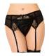 QUEEN LINGERIE TANGA CON LIGUERO DE ENCAJES NEGRO S M