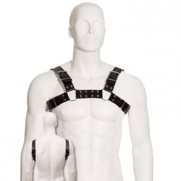 LEATHER BODY BLACK BULL DOG HARNESS