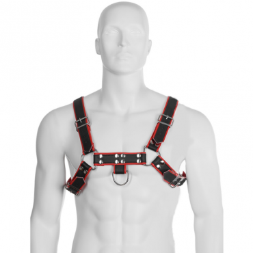 LEATHER BODY CHAIN HARNESS III BLACK RED