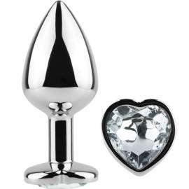 SECRET PLAY METAL BUTT PLUG CORAZoN TRANSPARENTE TALLA S 7 CM