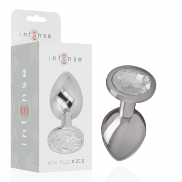 INTENSE PLUG ANAL METAL CON CRISTAL PLATA TALLA S