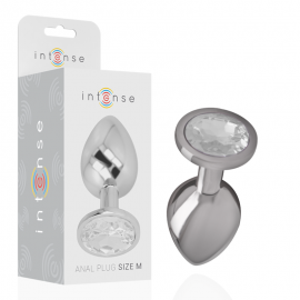 INTENSE PLUG ANAL METAL CON CRISTAL PLATA TALLA M