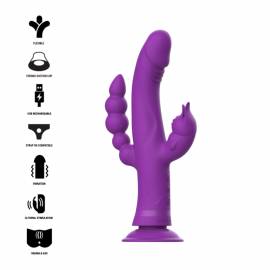 INTENSE CASANOVA VIBRADOR RABBIT SILICONA TRIPLE MOTOR MORADO