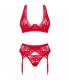 OBSESSIVE LACELOVE SET TRES PIEZAS ROJO XS S