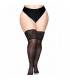 LEG AVENUE MEDIAS NEGRAS AUTOADHESIVAS CON ENCAJE ANCHO PLUS SIZE