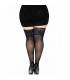 LEG AVENUE MEDIAS NEGRAS AUTOADHESIVAS CON ENCAJE ANCHO PLUS SIZE