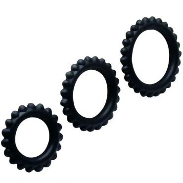 BAILE TITAN SET 3 PCS COCK RING BLACK 28 24 19 CM