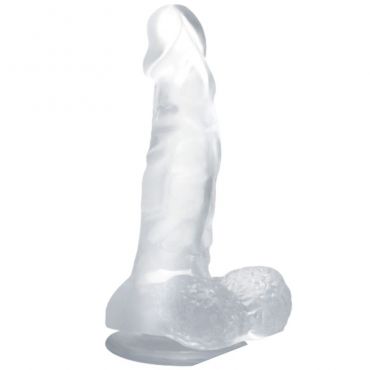 BAILE DILDO REALISTICO CON VENTOSA Y TESTICULOS 167 CM TRANSPARENTE