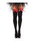 LEG AVENUE MEDIAS ALTAS NEGRAS CON LACITO ROJO TALLA UNICA