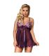 SUBBLIME BABYDOLL CON LAZO Y DETALLES BRILLANTES MORADO S M