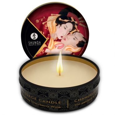 SHUNGA MINI CARESS BY CANDELIGHT VELA MASAJE FRESAS Y CAVA 30 ML