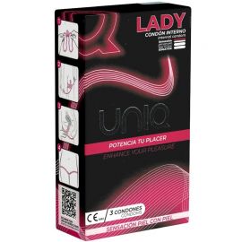 UNIQ LADY CONDOM PRESERVATIVOS FEMENINOS CON LIGUERO SIN LATEX 3 UNIDADES