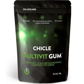 WUG GUM MULTIVIT CHICLE VITAMINA C H D BETACAROTENO LICOPENO Y Ta VERDE 10 UNIDADES