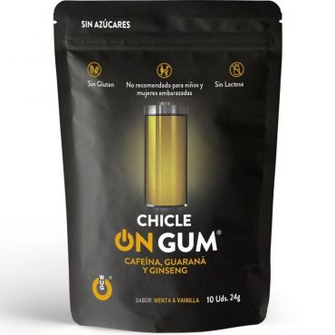 WUG GUM ON CHICLE CAFEaNA GINSENG Y GUARANa 10 UNIDADES