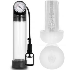 PUMP ADDICTED BOMBA ERECCIaN RX9 TRANSPARENTE CON MASTURBADOR