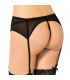 QUEEN LINGERIE TANGA CON LIGUERO DE ENCAJES NEGRO S M