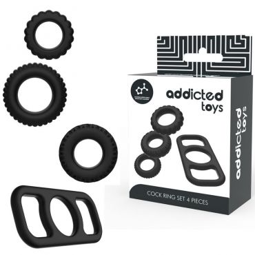 ADDICTED TOYS SET 4 ANILLOS SILICONA PARA EL PENE