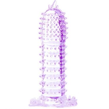 BAILE FUNDA PARA PENE CON PUNTOS ESTIMULANTES MORADO 14 CM