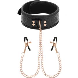 BEGME BLACK EDITION COLLAR CON CADENAS Y PINZAS PEZONES CON FORRO DE NEOPRENO