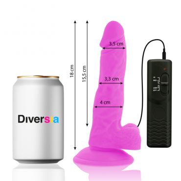 DIVERSIA DILDO FLEXIBLE CON VIBRACIaN LILA 18 CM O 4 CM