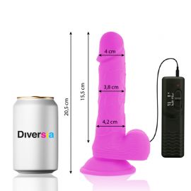 DIVERSIA DILDO FLEXIBLE CON VIBRACION LILA 205 CM O 42 CM