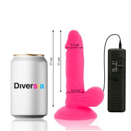 DIVERSIA DILDO FLEXIBLE CON VIBRACION ROSA 17 CM O 33 CM