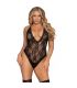 LEG AVENUE TEDDY EN V CON MEDIAS TALLA UNICA NEGRO