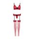 LEG AVENUE SET TRES PIEZAS DE ENCAJES TALLA UNICA ROJO