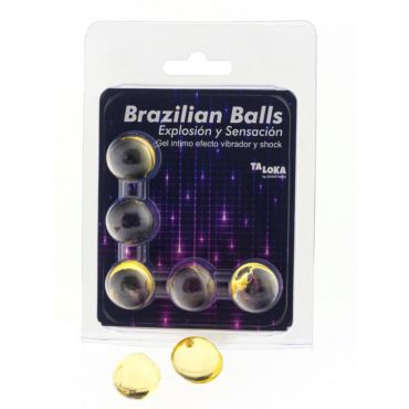 TALOKA BRAZILIAN BALLS GEL EXCITANTE EFECTO VIBRACIaN Y SHOCK 5 BOLAS