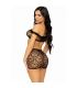 LEG AVENUE SET TRES PIEZAS TOP MINI FALDA Y TANGA TALLA UNICA NEGRO