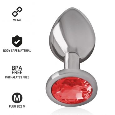 INTENSE PLUG ANAL METAL CON CRISTAL ROJO TALLA M