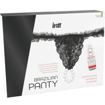 INTT RELEASES PANTY BRASILEaA NEGRA CON PERLAS Y GEL LUBRICANTE 50 ML