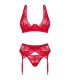 OBSESSIVE LACELOVE SET TRES PIEZAS ROJO XS S