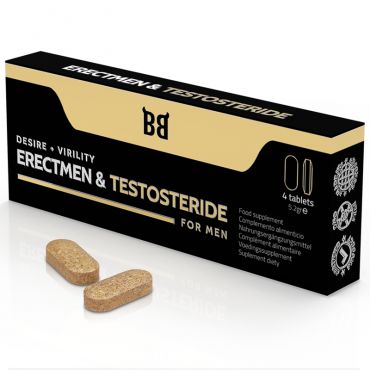 BLACK BULL ERECTMEN TESTOSTERIDE POTENCIA Y TESTOSTERONA PARA HOMBRE 4 CaPSULAS