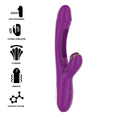 INTENSE ATENEO VIBRADOR MULTIFUNCIaN RECARGABLE 7 VIBRACIONES CON LENGUA OSCILANTE Y SUCCIONADOR MORADO