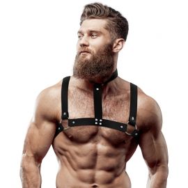 FETISH SUBMISSIVE ATTITUDE ARNaS AJUSTABLE ECOPIEL PECHO CON COLLAR HOMBRE