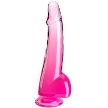 KING COCK CLEAR DILDO CON TESTICULOS 19 CM ROSA