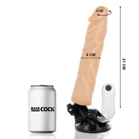 BASECOCK VIBRADOR REALISTICO CONTROL REMOTO NATURAL 21 CM O 4 CM