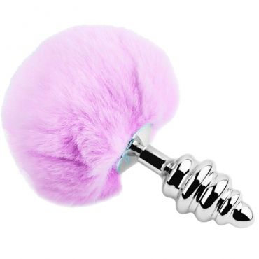 ALIVE ANAL PLEASURE PLUG ESPIRAL METAL POMPON VIOLETA TALLA L