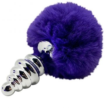 ALIVE ANAL PLEASURE PLUG ESPIRAL METAL POMPON VIOLETA OSCURO TALLA S