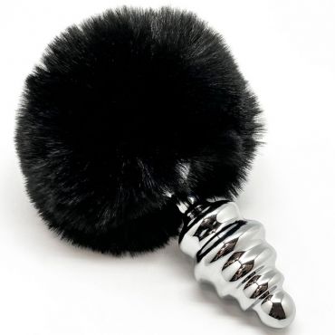 ALIVE ANAL PLEASURE PLUG ESPIRAL METAL POMPON NEGRO TALLA M