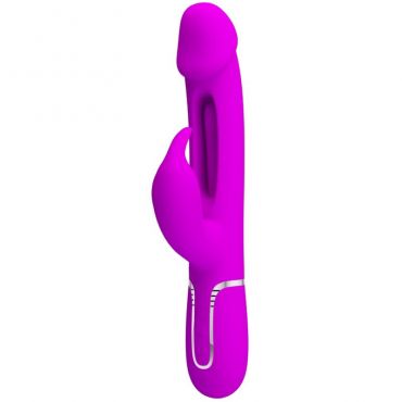 PRETTY LOVE KAMPAS VIBRADOR RABBIT 3 EN 1 MULTIFUNCIaN CON LENGUA FUCSIA