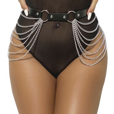 SUBBLIME CINTURON DE CADENAS CUERO NEGRO TALLA aNICA