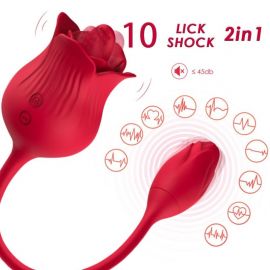 ARMONY ROSA VIBRADOR ESTIMULADOR CLaTORIS CON COLA 10 MODOS ROJO