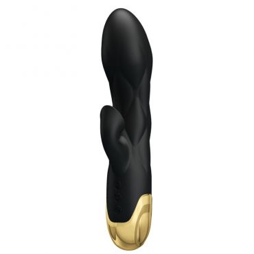 PRETTY LOVE VIBRADOR DE LUJO BAaADO EN ORO RECARGABLE NEGRO