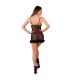 LIVCO CORSETTI FASHION ZERUNAM SET BABYDOLL TANGA NEGRO S M