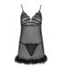 LIVCO CORSETTI FASHION ZERUNAM SET BABYDOLL TANGA NEGRO S M