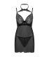 LIVCO CORSETTI FASHION BINELLA SET BABYDOLL TANGA NEGRO S M