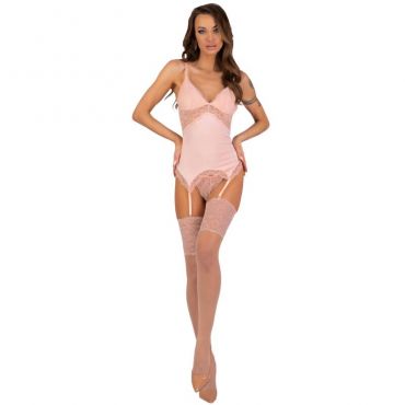 LIVCO CORSETTI FASHION PERSINNE PEACH SET CORSET PANTY MEDIAS S M